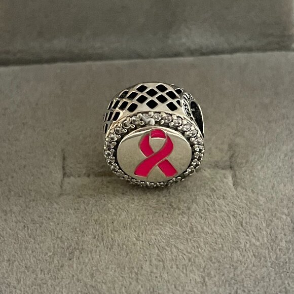 Pandora Breast Cancer Ribbon of Strength Dangle Charm Hope Bead Pendant - Picture 2 of 4